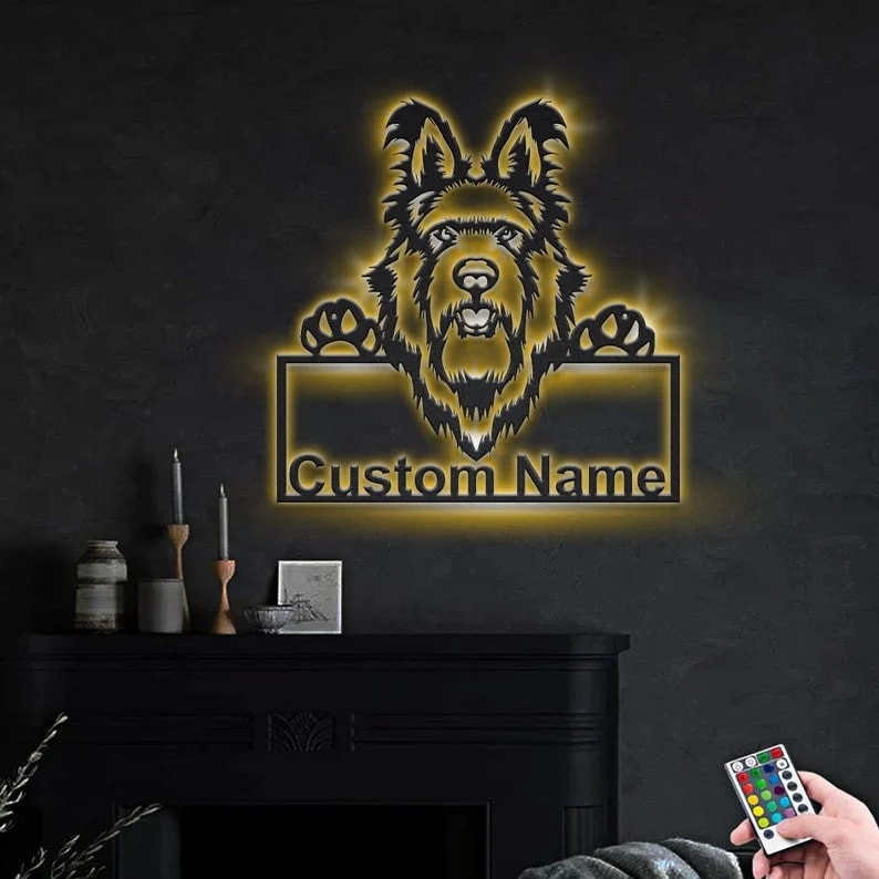 Custom Berger Picard Dog Metal Sign, Led Lights Berger Picard Sign, Dog Lover Gift, Dog Wall Sign, Home Decor Sign