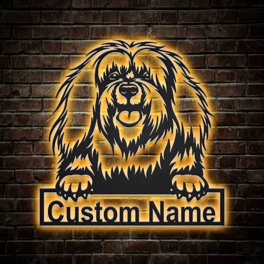 Custom Bichon Lyon Dog Metal Sign, Led Lights Bichon Lyon Sign, Dog Lover Gift, Dog Wall Sign, Home Decor Sign