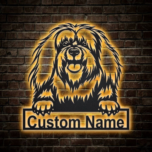 Custom Bichon Lyon Dog Metal Sign, Led Lights Bichon Lyon Sign, Dog Lover Gift, Dog Wall Sign, Home Decor Sign