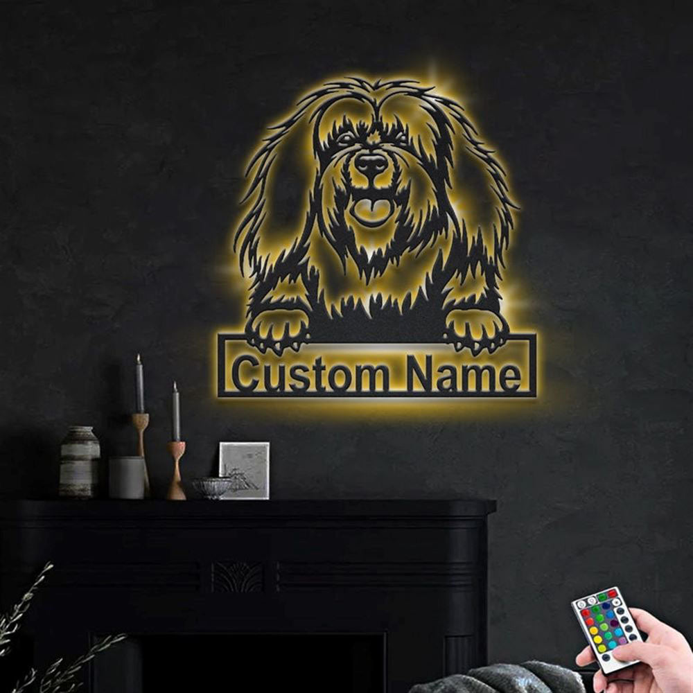 Custom Bichon Lyon Dog Metal Sign, Led Lights Bichon Lyon Sign, Dog Lover Gift, Dog Wall Sign, Home Decor Sign