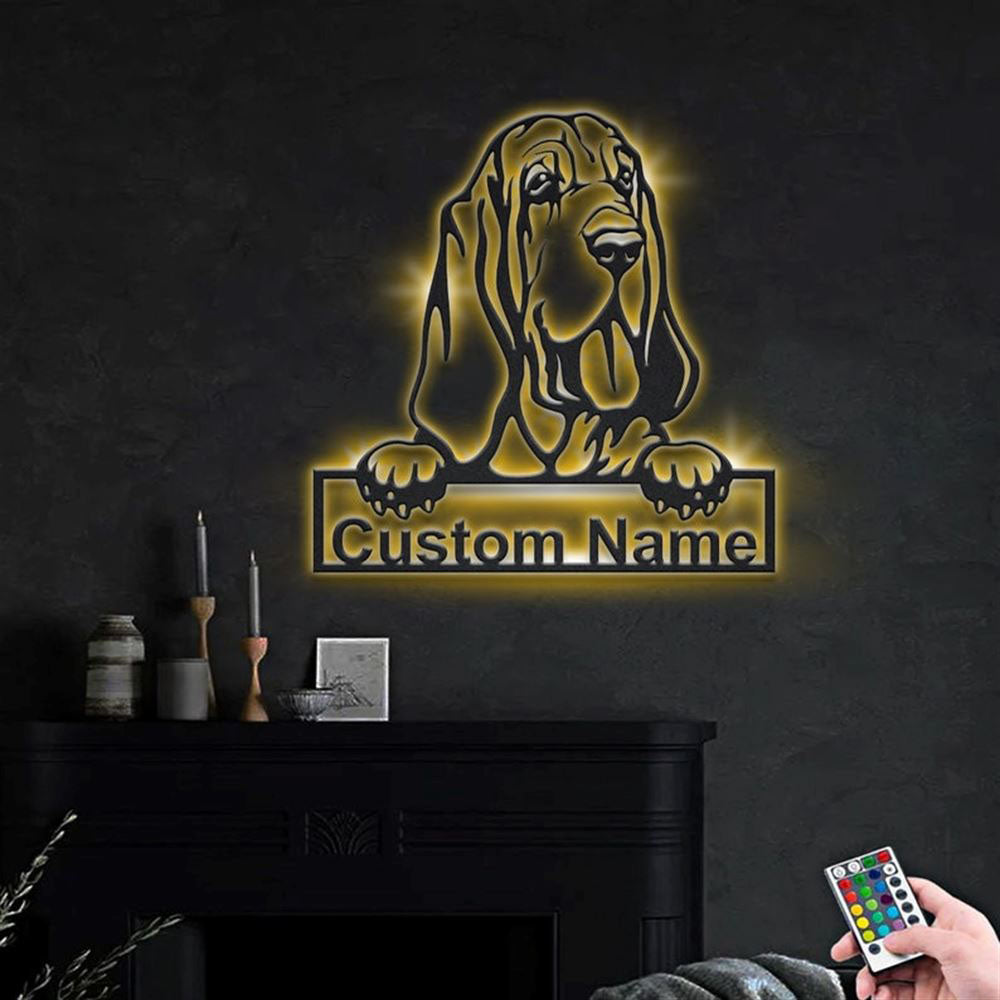 Custom Bloodhound Dog Metal Sign, Led Lights Bloodhound Metal Sign, Dog Lover Gift, Dog Wall Sign, Home Decor Sign