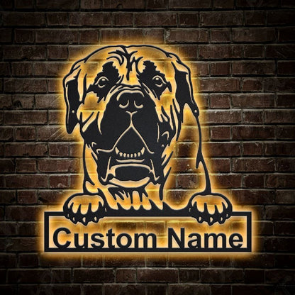 Custom Boerboel Dog Metal Sign, Led Lights Boerboel Dog Sign, Dog Lover Gift, Dog Wall Sign, Home Decor Sign
