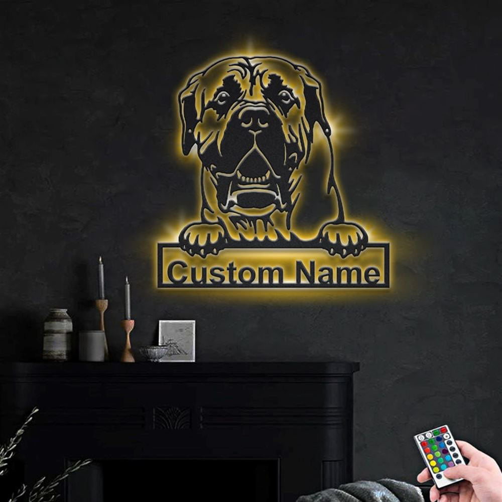 Custom Boerboel Dog Metal Sign, Led Lights Boerboel Dog Sign, Dog Lover Gift, Dog Wall Sign, Home Decor Sign