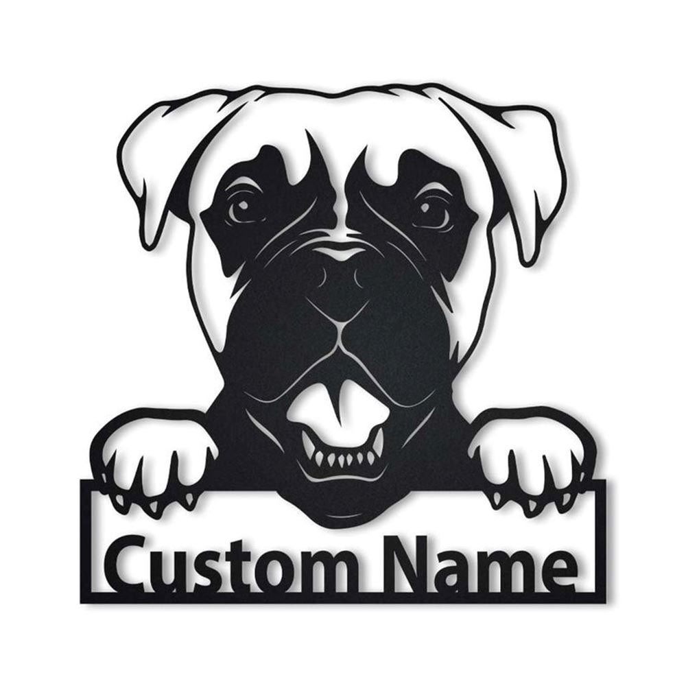 Custom Boxer Dog Metal Sign, Led Lights Boxer Dog Metal Sign, Dog Lover Gift, Dog Wall Sign, Home Decor Sign