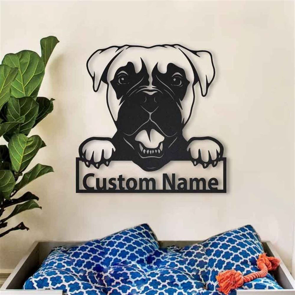 Custom Boxer Dog Metal Sign, Led Lights Boxer Dog Metal Sign, Dog Lover Gift, Dog Wall Sign, Home Decor Sign