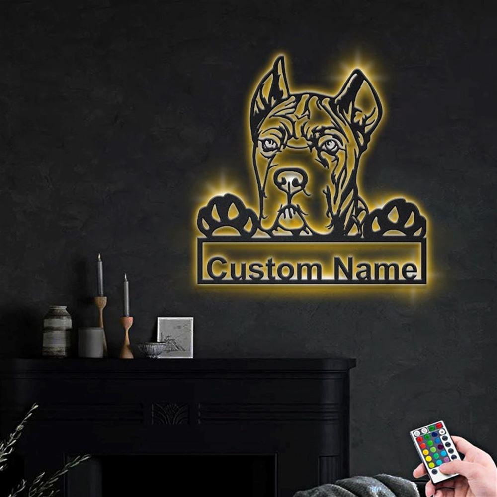 Custom Cane Corso Dog Metal Sign, Led Lights Cane Corso Metal Sign, Dog Lover Gift, Dog Wall Sign, Home Decor Sign