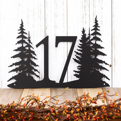 Custom Cat Metal House Number Matte Black Laser Cut Steel Cat Plaque Home Address Sign