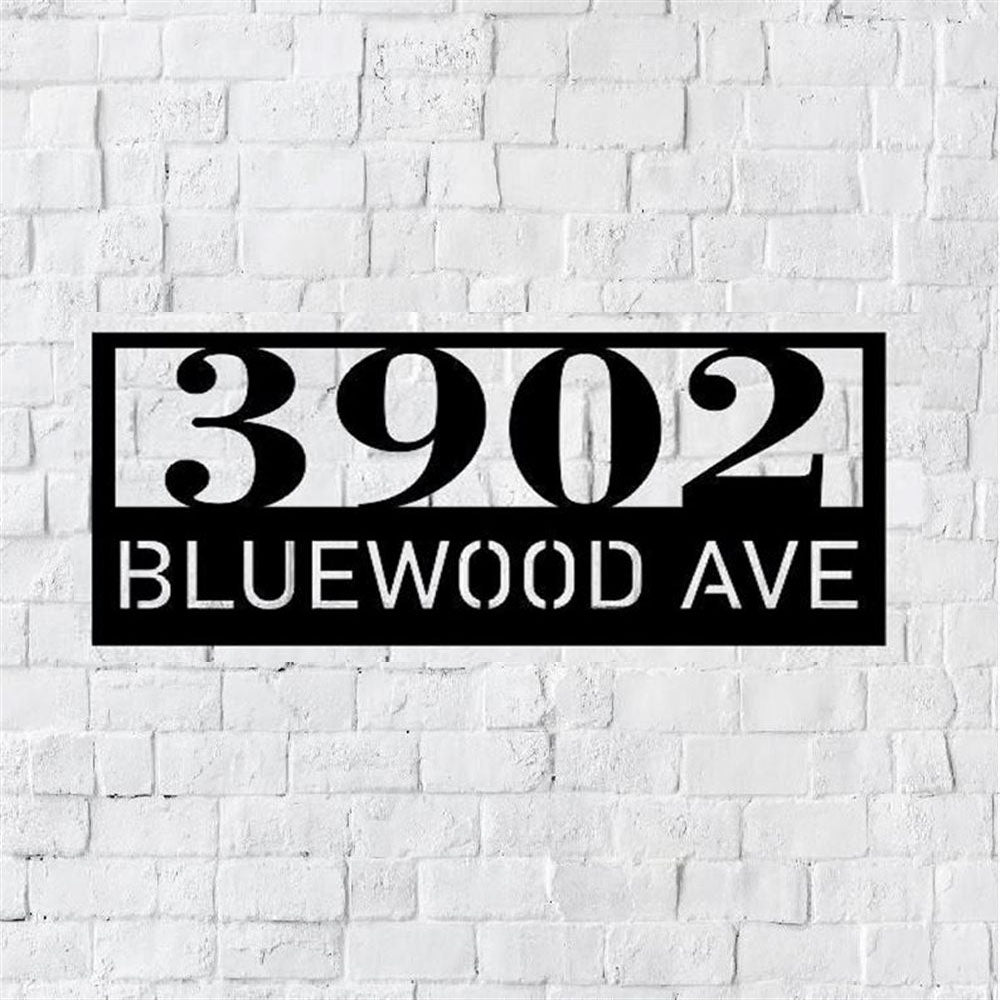 Custom Cat Metal House Number Silver Vein Laser Cut Steel Address Sign Custom Sign Metal