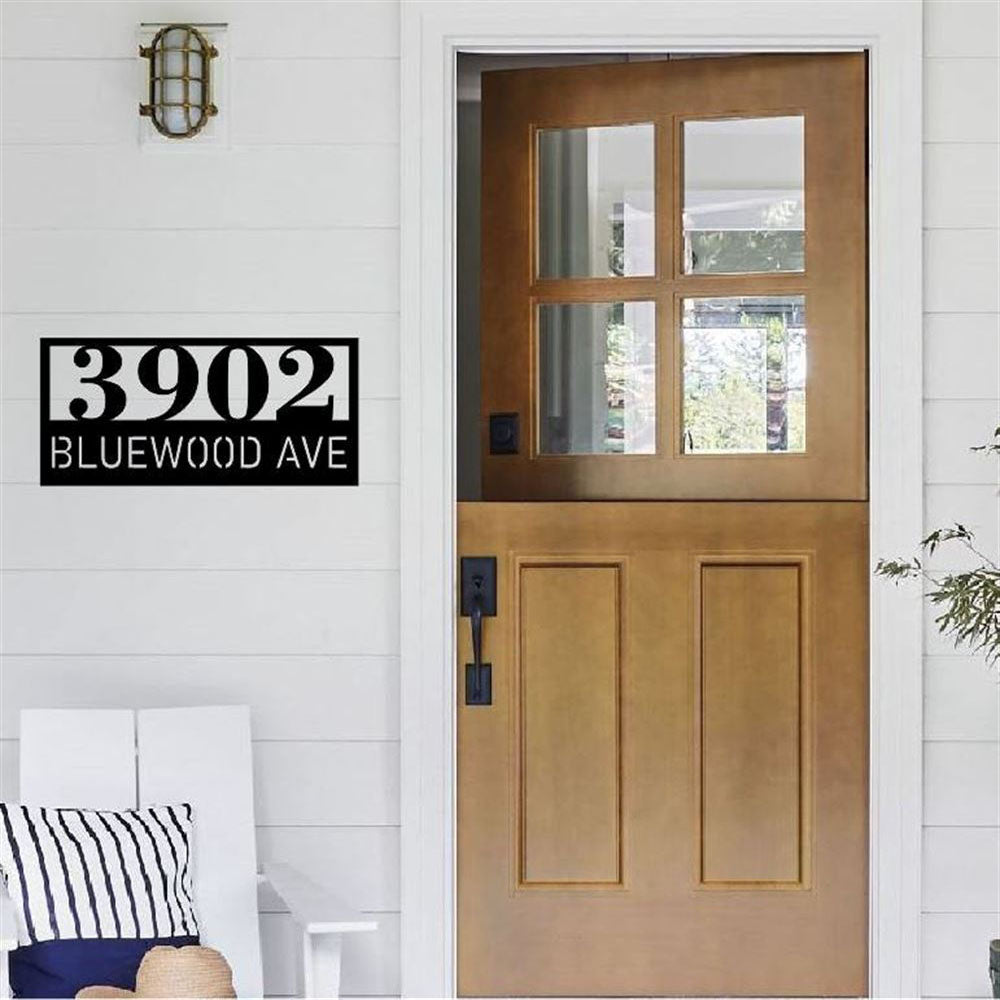 Custom Cat Metal House Number Silver Vein Laser Cut Steel Address Sign Custom Sign Metal