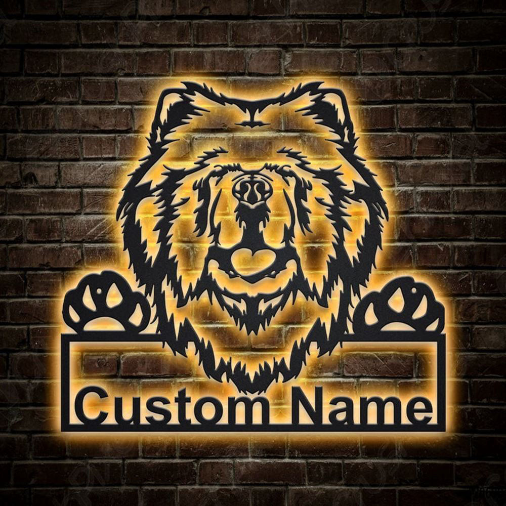Custom Chow Chow Dog Metal Sign, Led Lights Chow Chow Sign, Dog Lover Gift, Dog Wall Sign, Home Decor Sign