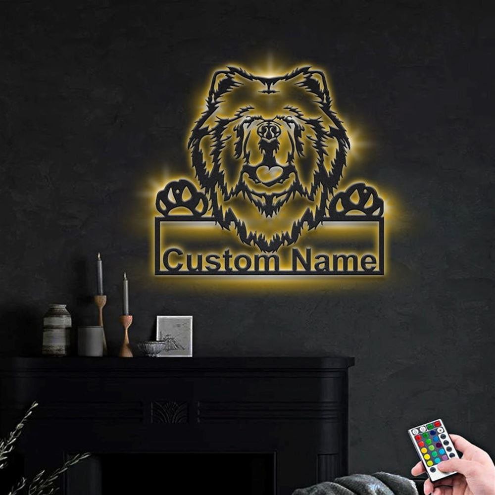 Custom Chow Chow Dog Metal Sign, Led Lights Chow Chow Sign, Dog Lover Gift, Dog Wall Sign, Home Decor Sign