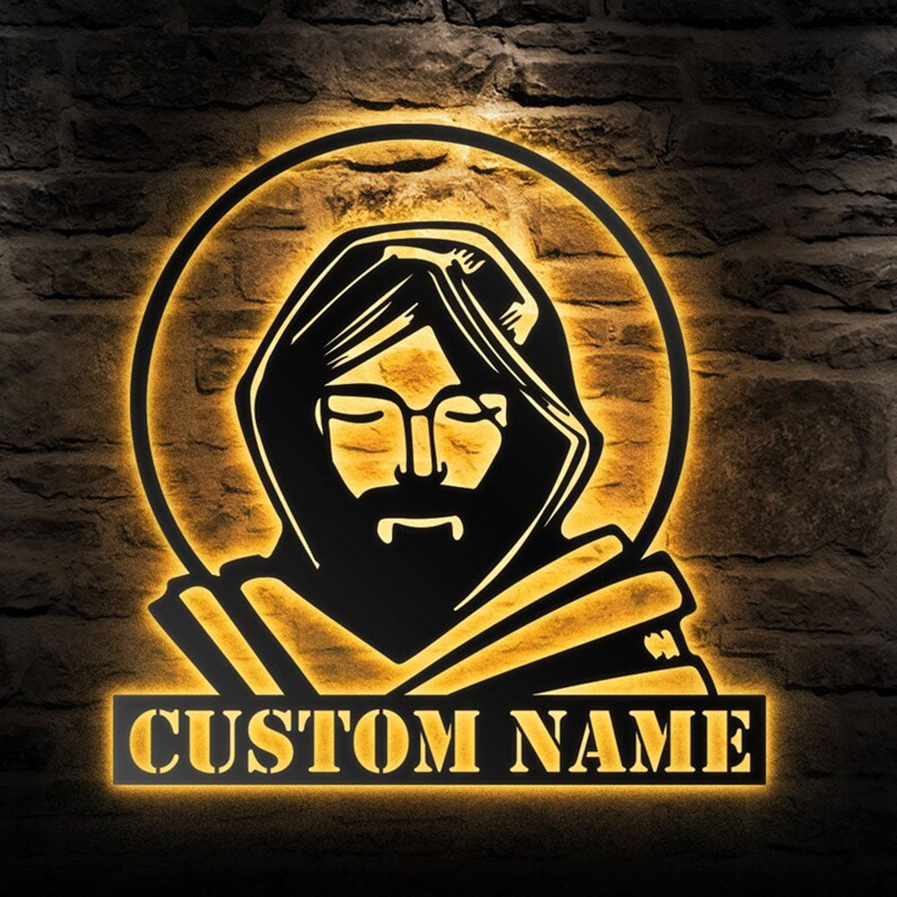 Custom Christian Metal Sign, Saints Name Metal Wall Art, Led Lights, Christmas Gift, Christmas Home Decor Sign, Christmas Outdoor Metal Sign