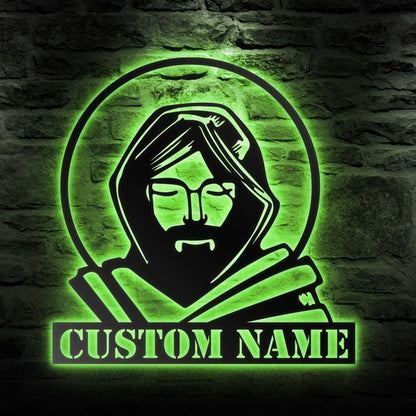Custom Christian Metal Sign, Saints Name Metal Wall Art, Led Lights, Christmas Gift, Christmas Home Decor Sign, Christmas Outdoor Metal Sign