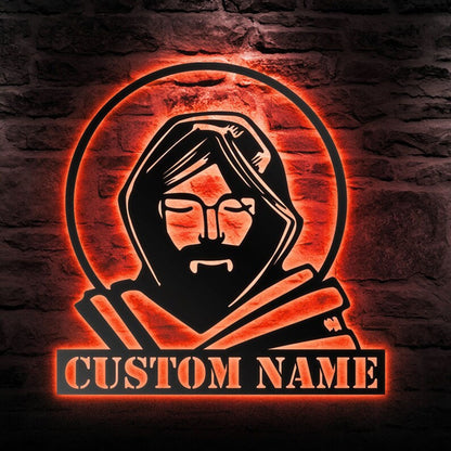 Custom Christian Metal Sign, Saints Name Metal Wall Art, Led Lights, Christmas Gift, Christmas Home Decor Sign, Christmas Outdoor Metal Sign