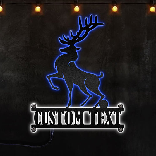 Custom Christmas Deer, Afcultures Custom Neon Metal Sign, Christmas Gift, Christmas Home Decor Sign, Christmas Outdoor Metal Sign