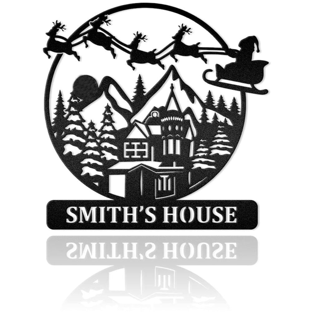 Custom Christmas Scene SkiingMetal Wall Art RGB Led light backlit, Christmas Gift, Christmas Home Decor Sign, Christmas Outdoor Metal Sign