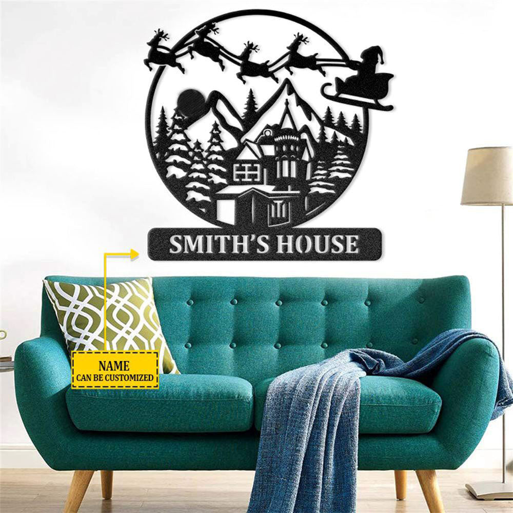 Custom Christmas Scene SkiingMetal Wall Art RGB Led light backlit, Christmas Gift, Christmas Home Decor Sign, Christmas Outdoor Metal Sign