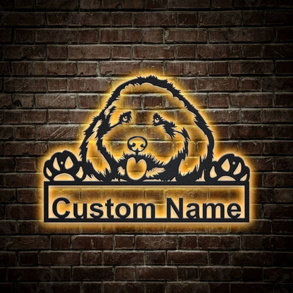 Custom Cockapoo Dog Metal Sign, Led Lights Cockapoo Sign, Dog Lover Gift, Dog Wall Sign, Home Decor Sign