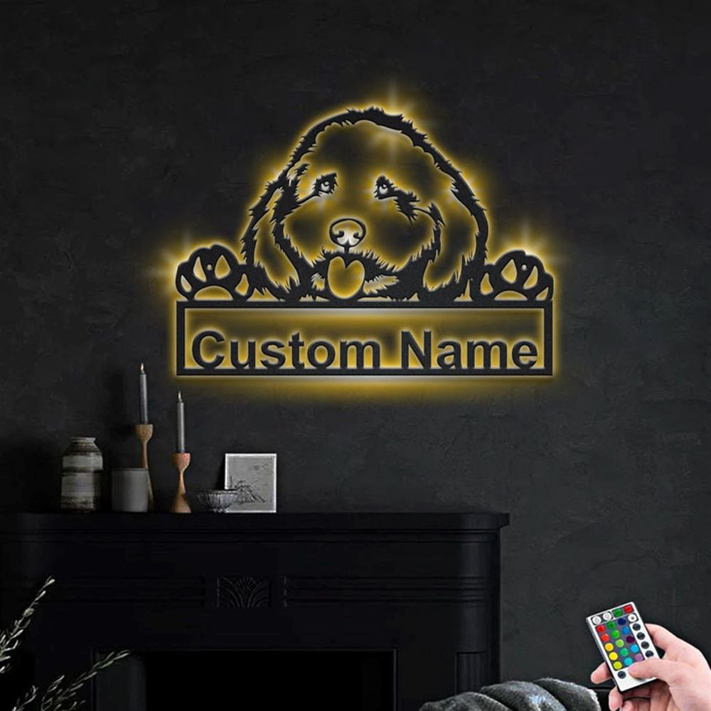 Custom Cockapoo Dog Metal Sign, Led Lights Cockapoo Sign, Dog Lover Gift, Dog Wall Sign, Home Decor Sign