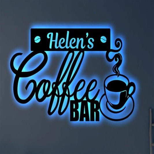 Custom Coffee Bar Metal Art Sign, Light Up Coffee Metal Signs, Anniversary Gift, Home Decor Sign, Outdoor Sign, Wall Hanging Art