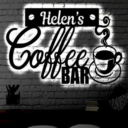 Custom Coffee Bar Metal Art Sign, Light Up Coffee Metal Signs, Anniversary Gift, Home Decor Sign, Outdoor Sign, Wall Hanging Art
