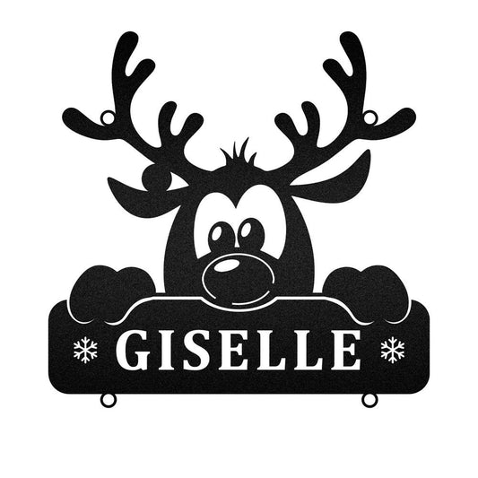 Custom Cute Christmas Reindeer Custom Neon Metal Sign, Christmas Gift, Christmas Home Decor Sign, Christmas Outdoor Metal Sign