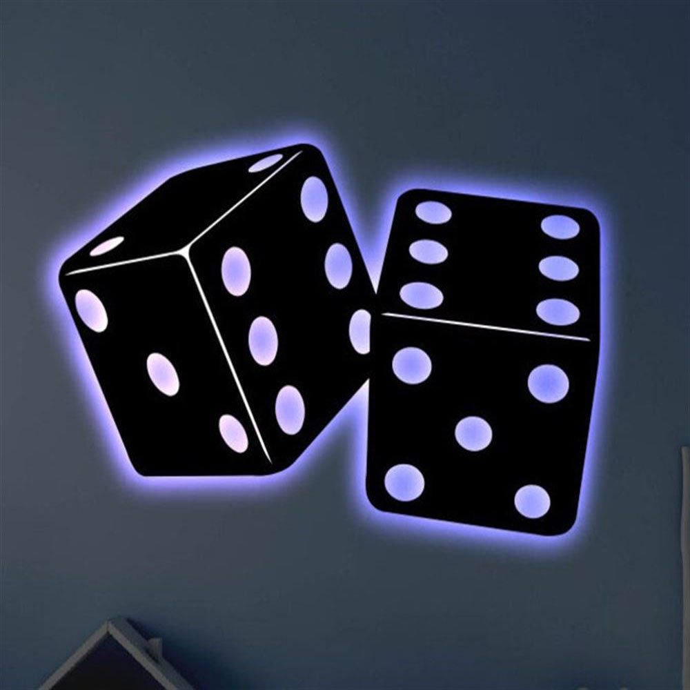 Custom Dice LED Metal Art Sign, Light Up Casino Dice Metal Sign, Anniversary Gift, Home Decor Sign, Outdoor Sign, Wall Hanging Art