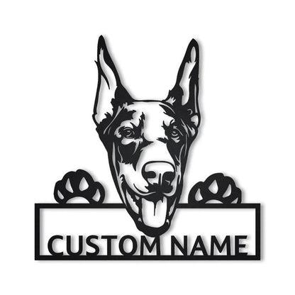 Custom Doberman Dog Metal Sign, Led Lights Doberman Dog Metal Sign, Dog Lover Gift, Dog Wall Sign, Home Decor Sign