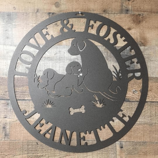 Custom Dog Family Scene Sign, Cut Metal Sign, Metal House Sign, Dog Lover Gift, Dog Wall Sign, Home Decor Sign