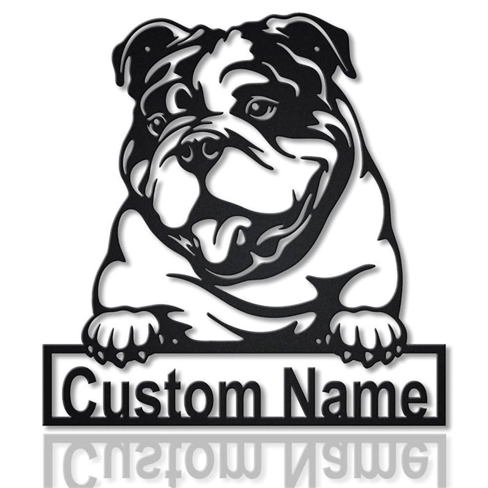Custom English Bulldog Dog Metal Sign, Led Lights Bulldog Metal Sign, Dog Lover Gift, Dog Wall Sign, Home Decor Sign