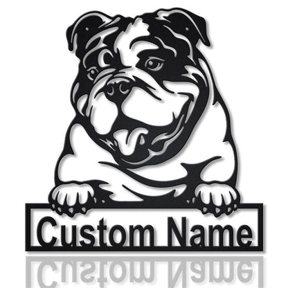 Custom English Bulldog Dog Metal Sign, Led Lights Bulldog Metal Sign, Dog Lover Gift, Dog Wall Sign, Home Decor Sign