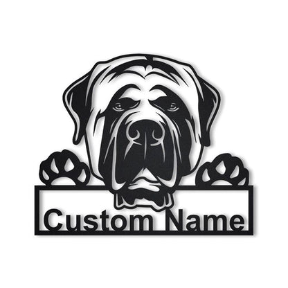 Custom English Mastiff Dog Metal Sign, Led Lights Mastiff Dog Sign, Dog Lover Gift, Dog Wall Sign, Home Decor Sign