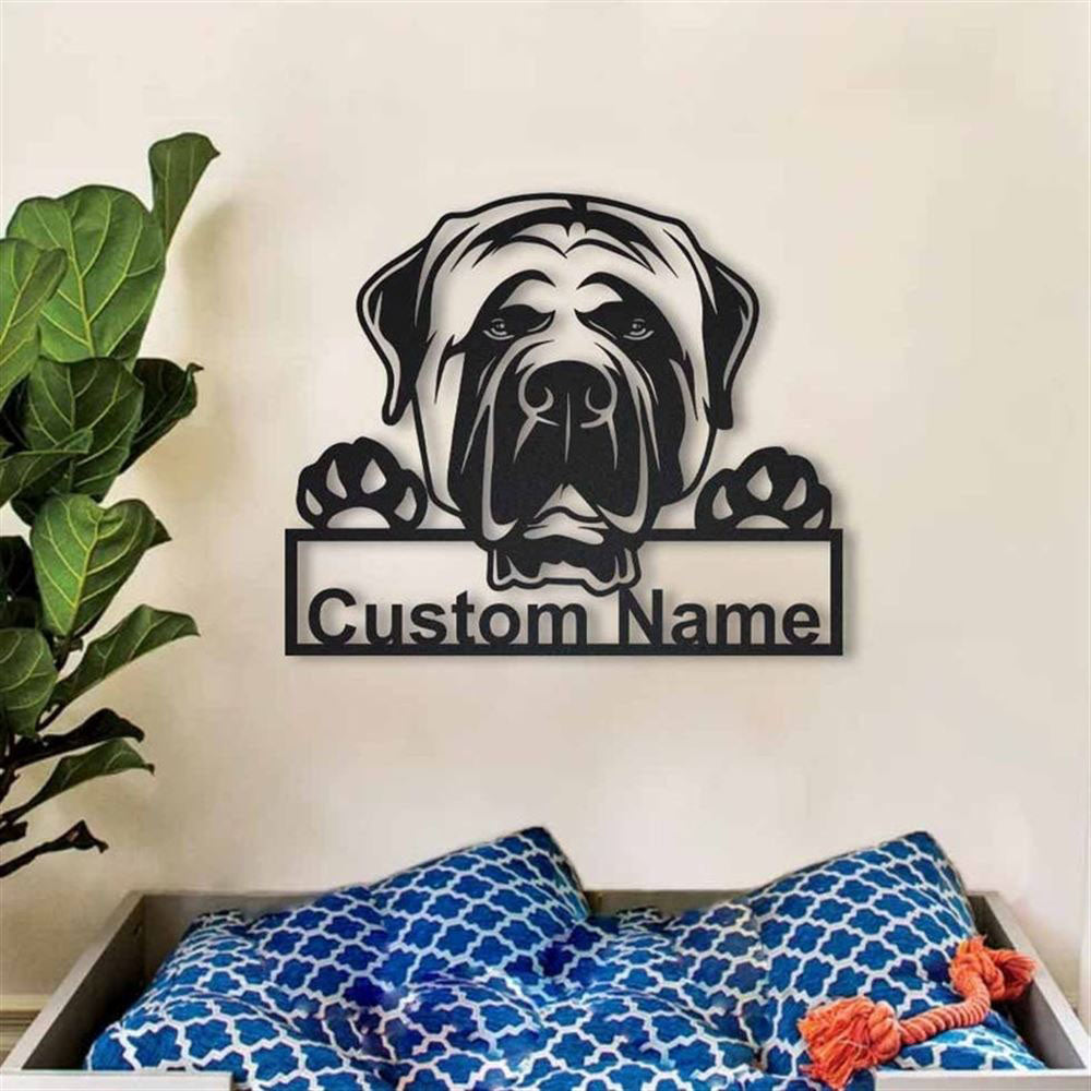 Custom English Mastiff Dog Metal Sign, Led Lights Mastiff Dog Sign, Dog Lover Gift, Dog Wall Sign, Home Decor Sign