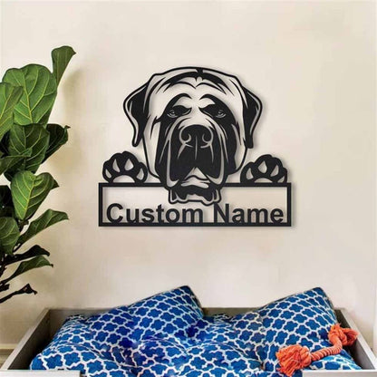Custom English Mastiff Dog Metal Sign, Led Lights Mastiff Dog Sign, Dog Lover Gift, Dog Wall Sign, Home Decor Sign