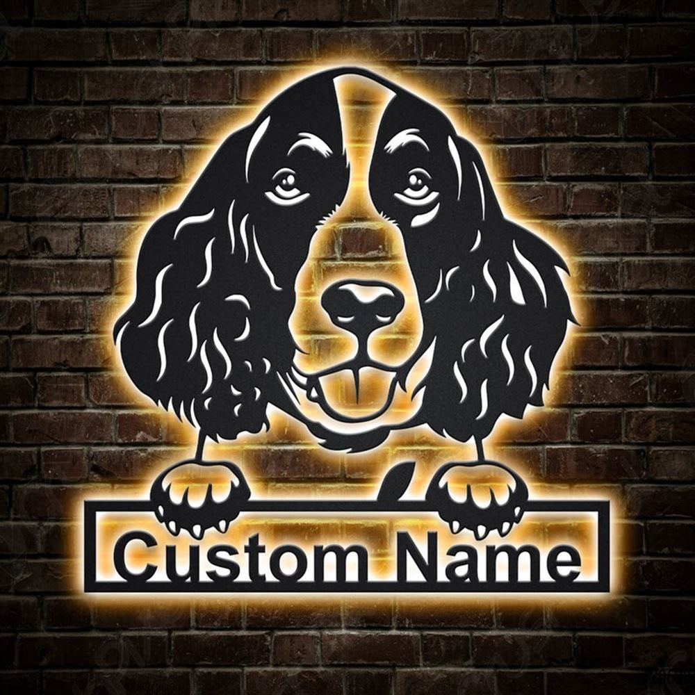 Custom English Springer Spaniel Metal Sign, Led Metal Sign, Dog Lover Gift, Dog Wall Sign, Home Decor Sign