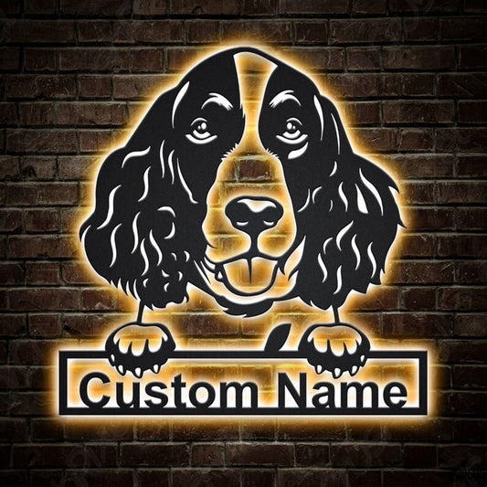 Custom English Springer Spaniel Metal Sign, Led Metal Sign, Dog Lover Gift, Dog Wall Sign, Home Decor Sign