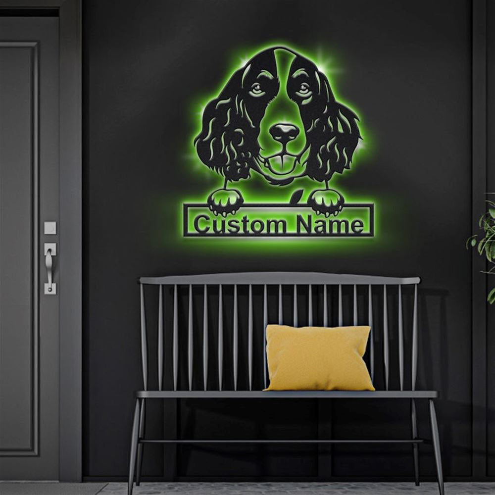 Custom English Springer Spaniel Metal Sign, Led Metal Sign, Dog Lover Gift, Dog Wall Sign, Home Decor Sign