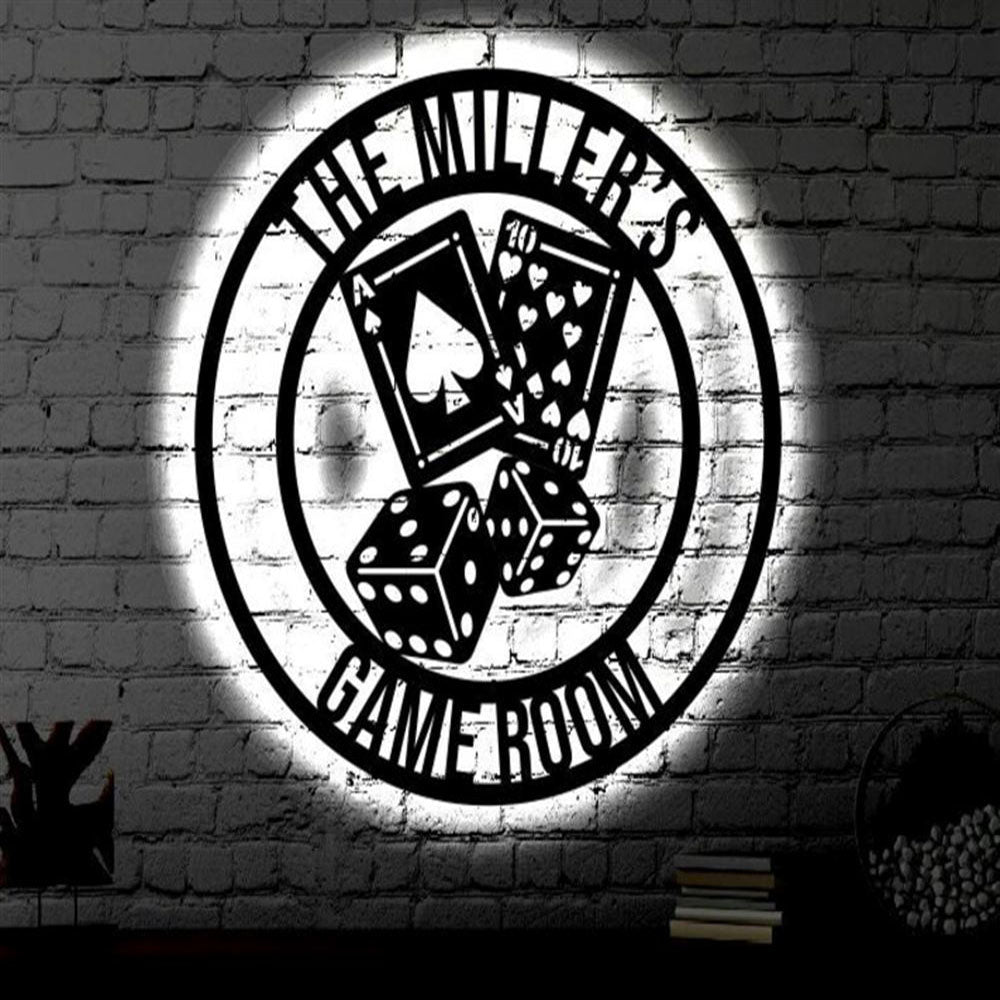 Custom Game Room LED Metal Art Sign, Light Up Casino Metal Sign, Anniversary Gift, Home Decor Sign, Outdoor Sign, Wall Hanging Art