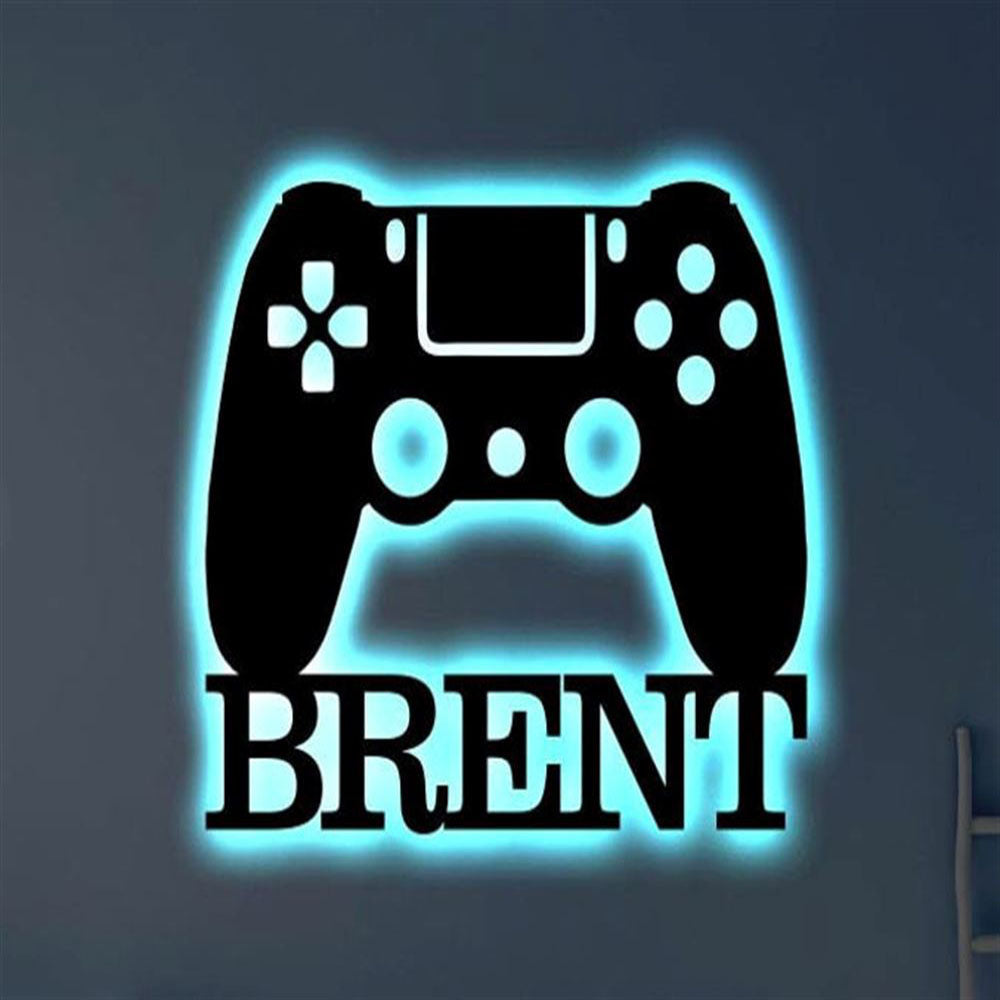 Custom Gaming Room LED Metal Art Sign, Light Up Gamer Controller Metal Sign, Anniversary Gift, Home Decor Sign, Outdoor Sign, Wall Hanging Art