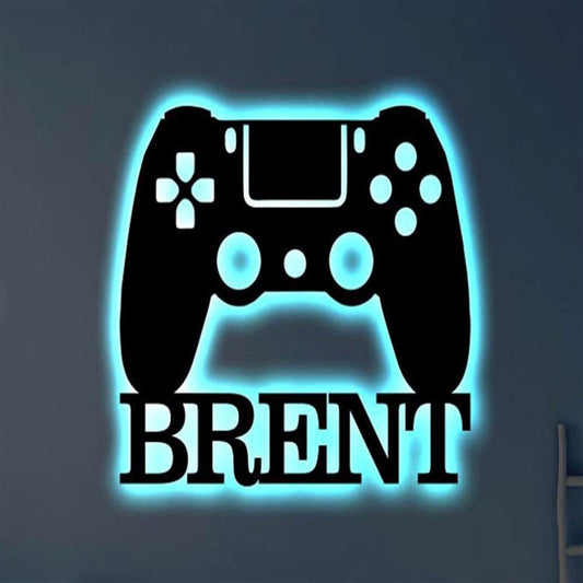 Custom Gaming Room LED Metal Art Sign, Light Up Gamer Controller Metal Sign, Anniversary Gift, Home Decor Sign, Outdoor Sign, Wall Hanging Art