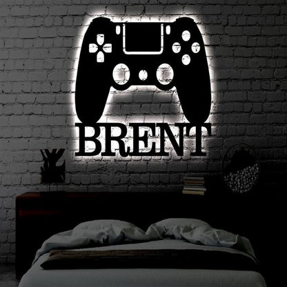 Custom Gaming Room LED Metal Art Sign, Light Up Gamer Controller Metal Sign, Anniversary Gift, Home Decor Sign, Outdoor Sign, Wall Hanging Art
