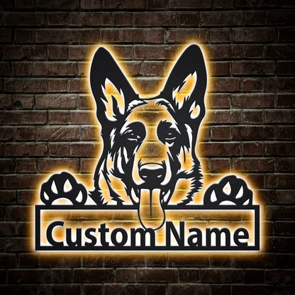 Custom German Shepherd Dog Metal Sign, Led Lights German Shepherd Metal Sign, Dog Lover Gift, Dog Wall Sign, Home Decor Sign