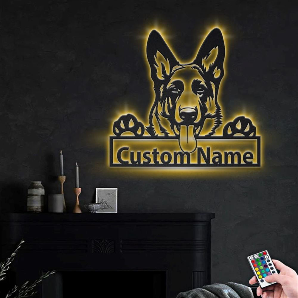 Custom German Shepherd Dog Metal Sign, Led Lights German Shepherd Metal Sign, Dog Lover Gift, Dog Wall Sign, Home Decor Sign