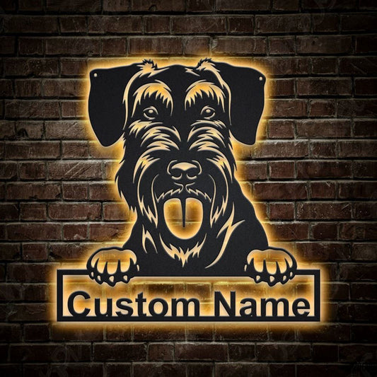 Custom Giant Schnauzer Dog Metal Sign, Led Lights Giant Schnauzer Sign, Dog Lover Gift, Dog Wall Sign, Home Decor Sign
