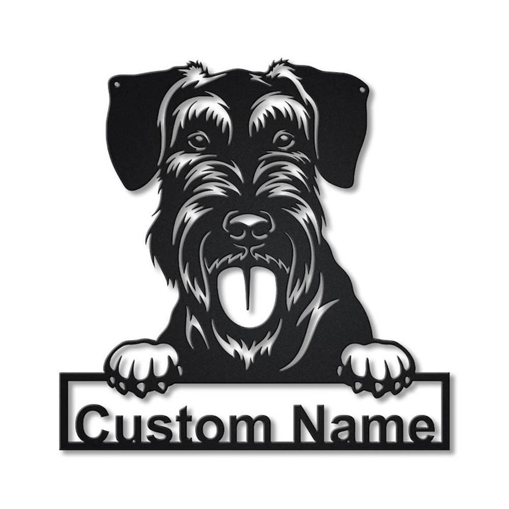 Custom Giant Schnauzer Dog Metal Sign, Led Lights Giant Schnauzer Sign, Dog Lover Gift, Dog Wall Sign, Home Decor Sign