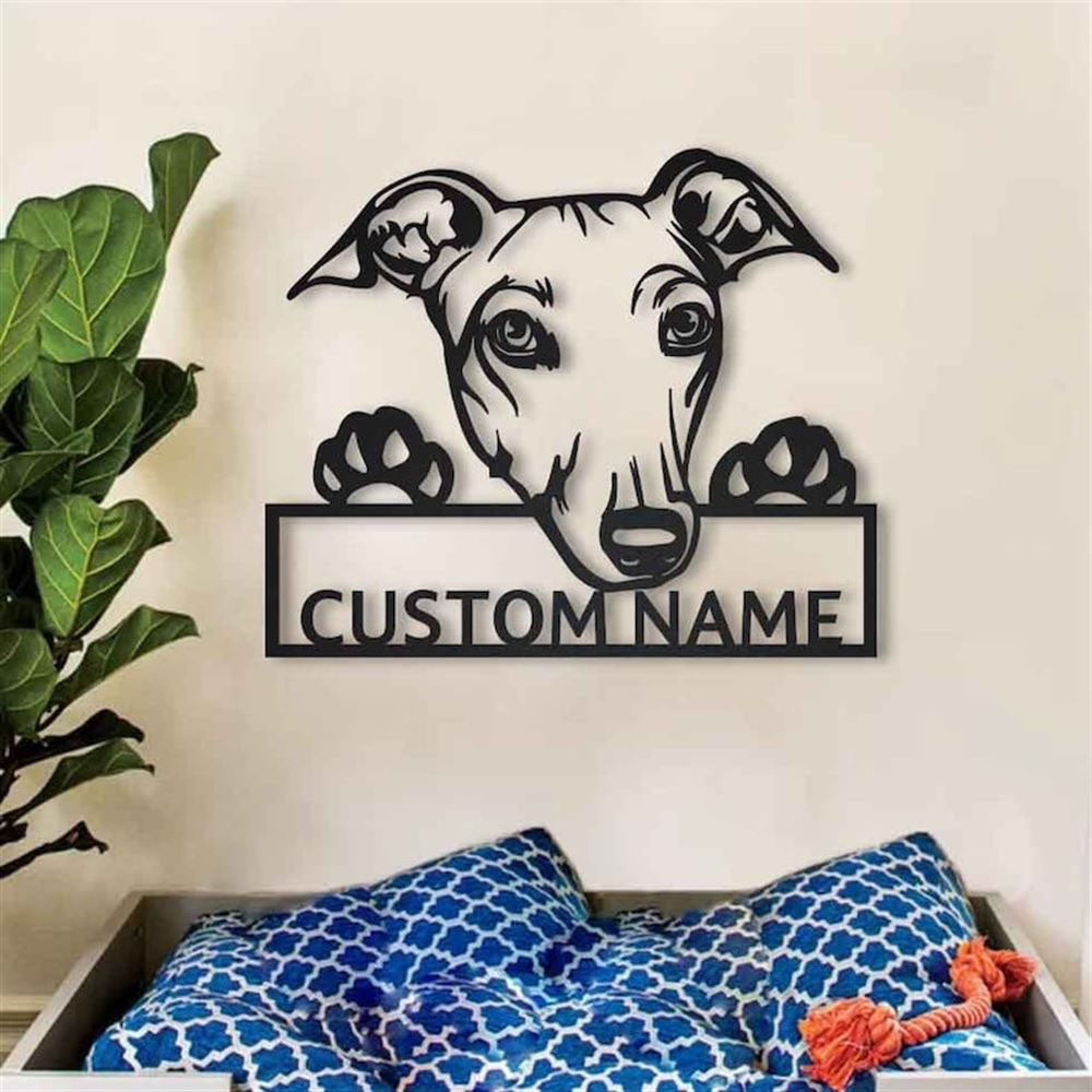 Custom Greyhound Dog Metal Sign, Led Lights Greyhound Metal Sign, Dog Lover Gift, Dog Wall Sign, Home Decor Sign