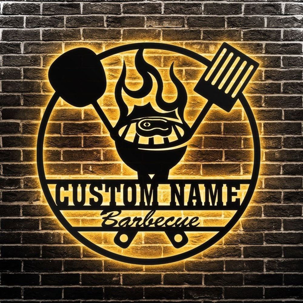 Custom Grilling Metal Wall Art, Smokehouse Led Sign, Anniversary Gift, Home Decor Sign, Outdoor Sign, Wall Hanging Art