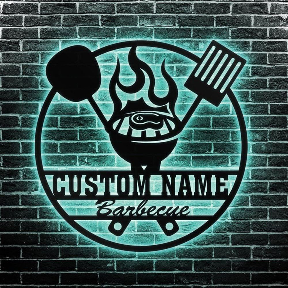 Custom Grilling Metal Wall Art, Smokehouse Led Sign, Anniversary Gift, Home Decor Sign, Outdoor Sign, Wall Hanging Art