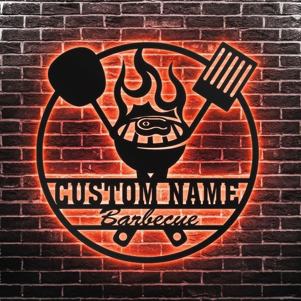 Custom Grilling Metal Wall Art, Smokehouse Led Sign, Anniversary Gift, Home Decor Sign, Outdoor Sign, Wall Hanging Art