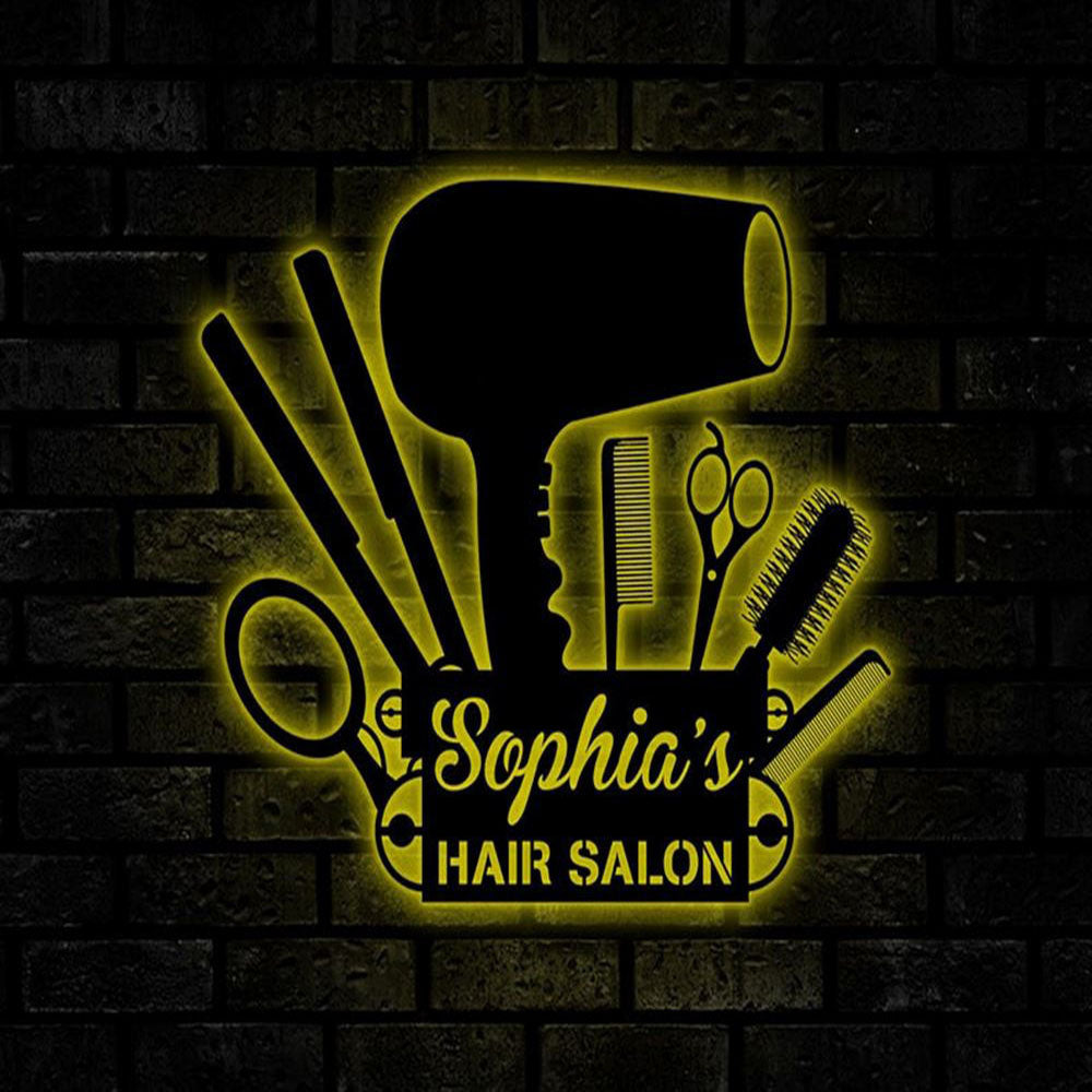 Custom Hair Salon Metal Sign, Led Hanging Metal Bar Sign, Salon Decor, Anniversary Gift, Home Decor Sign, Outdoor Sign, Wall Hanging Art